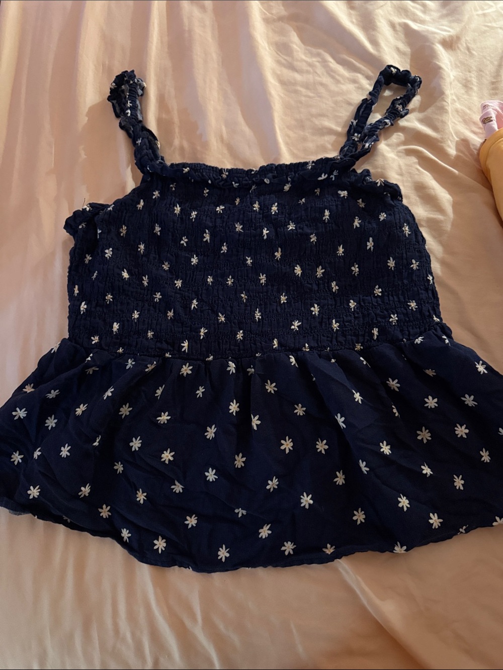 Ava & Viv Navy Floral Smocked Peplum Camisole